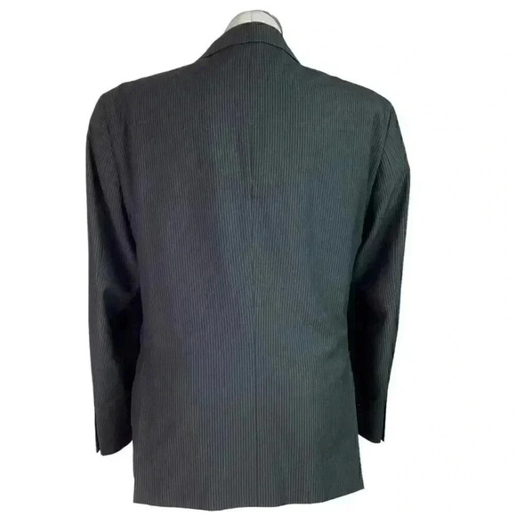 Billy London Sport Coat Blazer Jacket Mens 42S Black Blue Pinstripe Rayon Blend - Picture 6 of 11